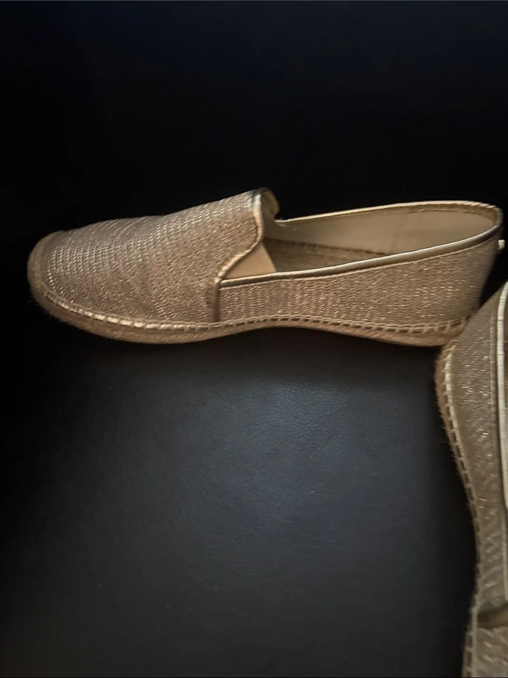 Michael Kors Metallic Beige Woven Espadrille Slip-Ons